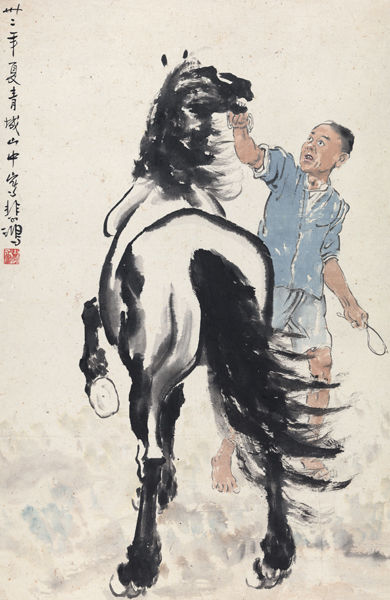 徐悲鴻 1943年作《馴馬圖》立軸 1173萬(wàn)元 2013年中國(guó)嘉德秋拍