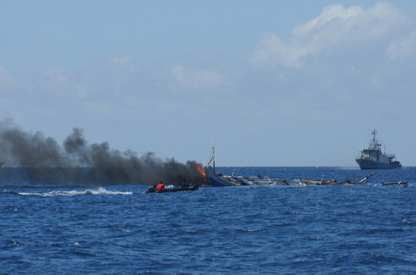 印尼海軍炸沉中越泰菲等國(guó)19艘漁船5