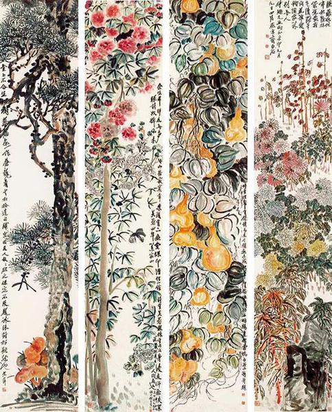 齊白石 花果四屏 1920 年作